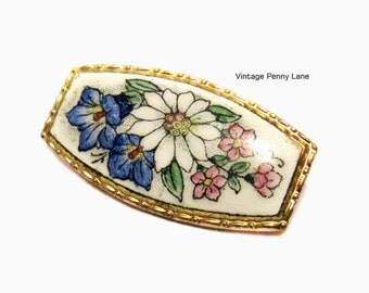 Vintage Enamel Brooch, Flower / Floral Pin
