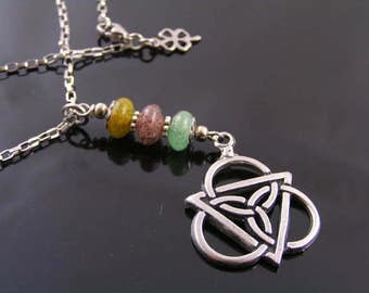 Tourmaline Necklace, Celtic Jewelry with Colorful Tourmaline, Celtic Knot Necklace, Gem Necklace, Tourmaline Jewelry, Irish Jewelry, N1294