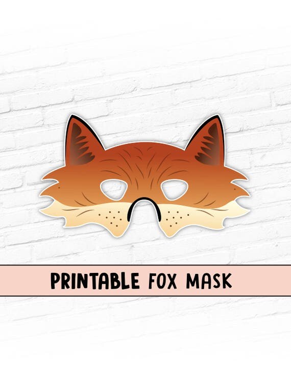 Fox Printable Mask Instant Download Animal Mask Photo Booth