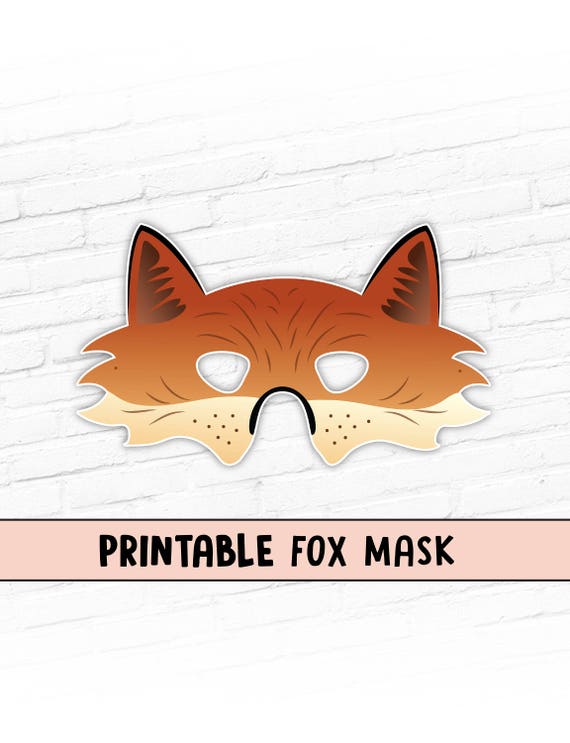 Fox Printable Mask Instant Download Animal Mask Photo Booth