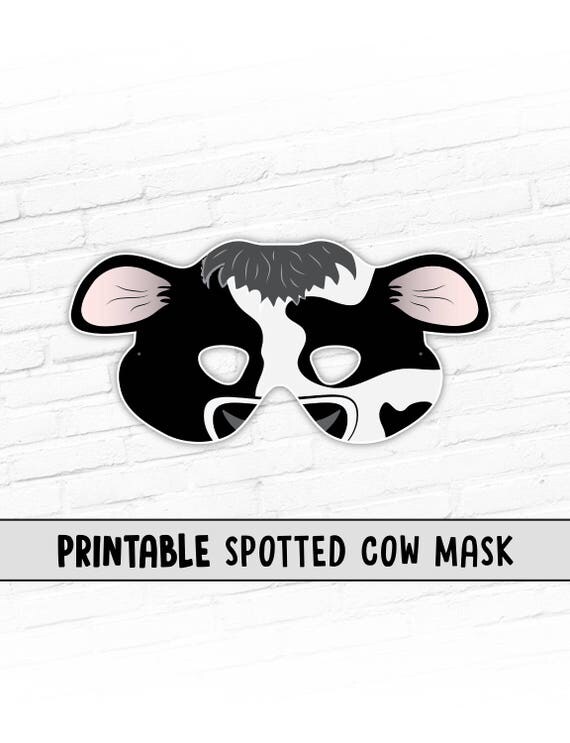 Cow Printable Party Mask Spotted Cow Black and White Cow