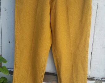 Vintage high waisted Jordache jeans, NOS, mustard yellow, tags, mom jeans, 80s