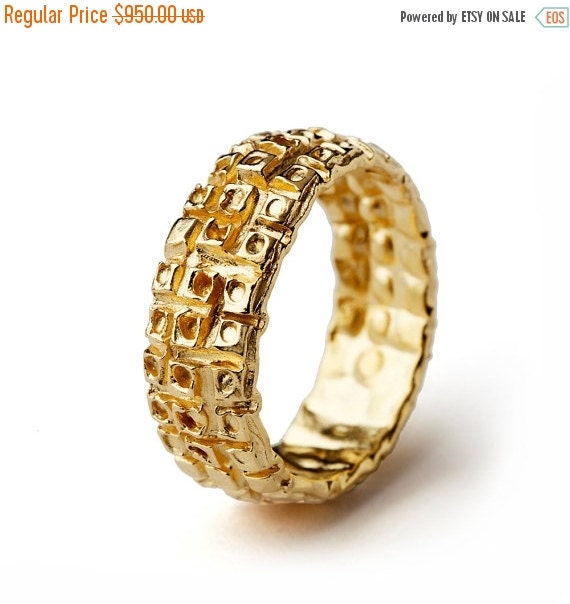  SALE  20 OFF MAJESTIC Gold Wedding  Ring  14k Yellow Gold by 