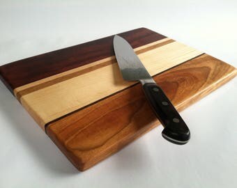 Beautiful RECLAIMED Hardwoods CUTTING BOARD Mahogany, Maple, White Oak, Black Walnut and Cherry