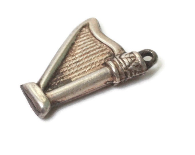 Sterling Silver Harp Charm Musical Charm Vintage Small Charm