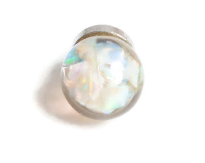 Floating Opal Pendant with Silver Tone Top Gift for Her Vintage