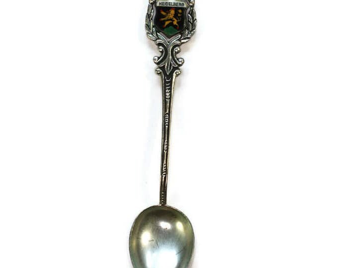 CIJ Sale Heidelberg Germany Souvenir Spoon 835 Silver Enamel Finial Demi Tasse Vintage