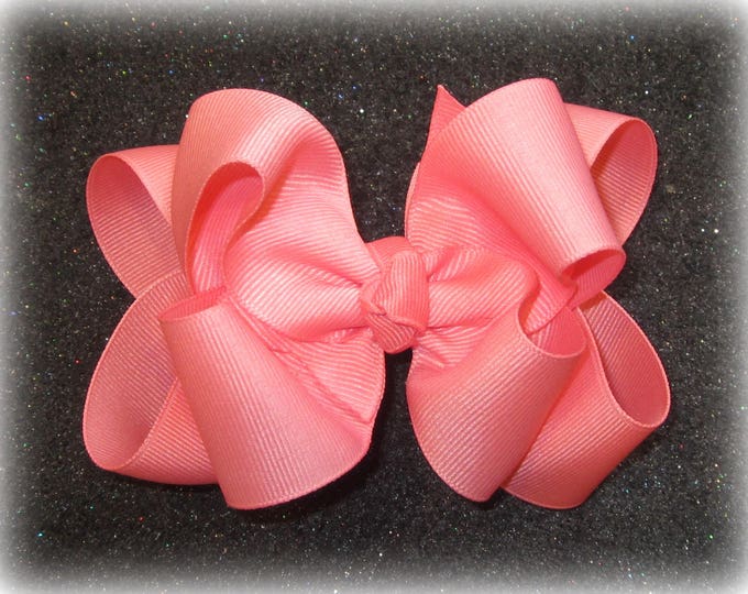 Girls hair bows, Double layer bow, Girls Hairbows, Shell Pink Bow, Large hairbows, big bow, 4 5 inch hairbows, stacked bow, Pink Bows, Coral