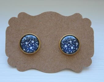 Blue Flower Earrings, Flower Earrings, Stud Earrings, Silver Post, Flower Post, Glass Earrings, Post Stud Earrings, Flower Jewelry