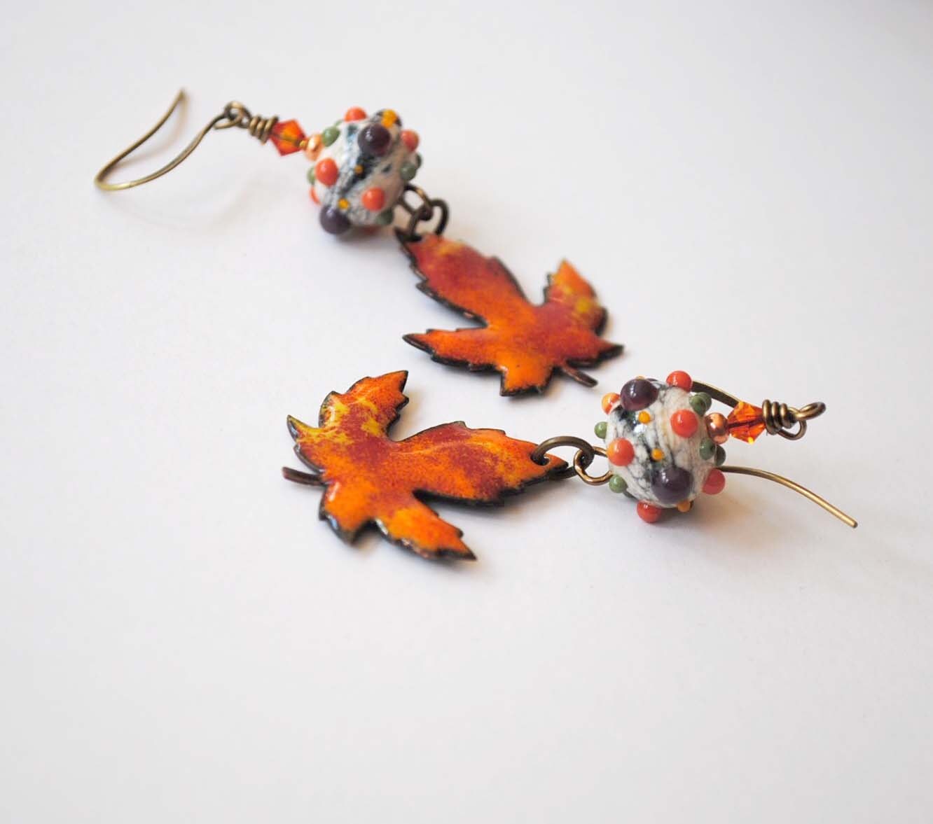 Fall Maple Leaf Earrings Earthy Woodland Earrings Artisan