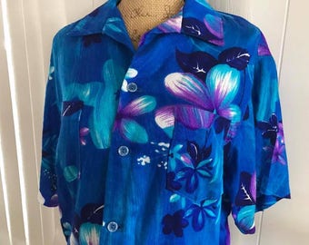 Men's Vintage Barkcloth Tiki Hawaiian Shirt -- Size XL -- Tiki Oasis