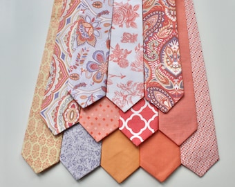 Little and Big Guy NECKTIE Tie - Coral Peach Lavender - (Newborn-Adult) - Baby Boy Toddler Teen Man