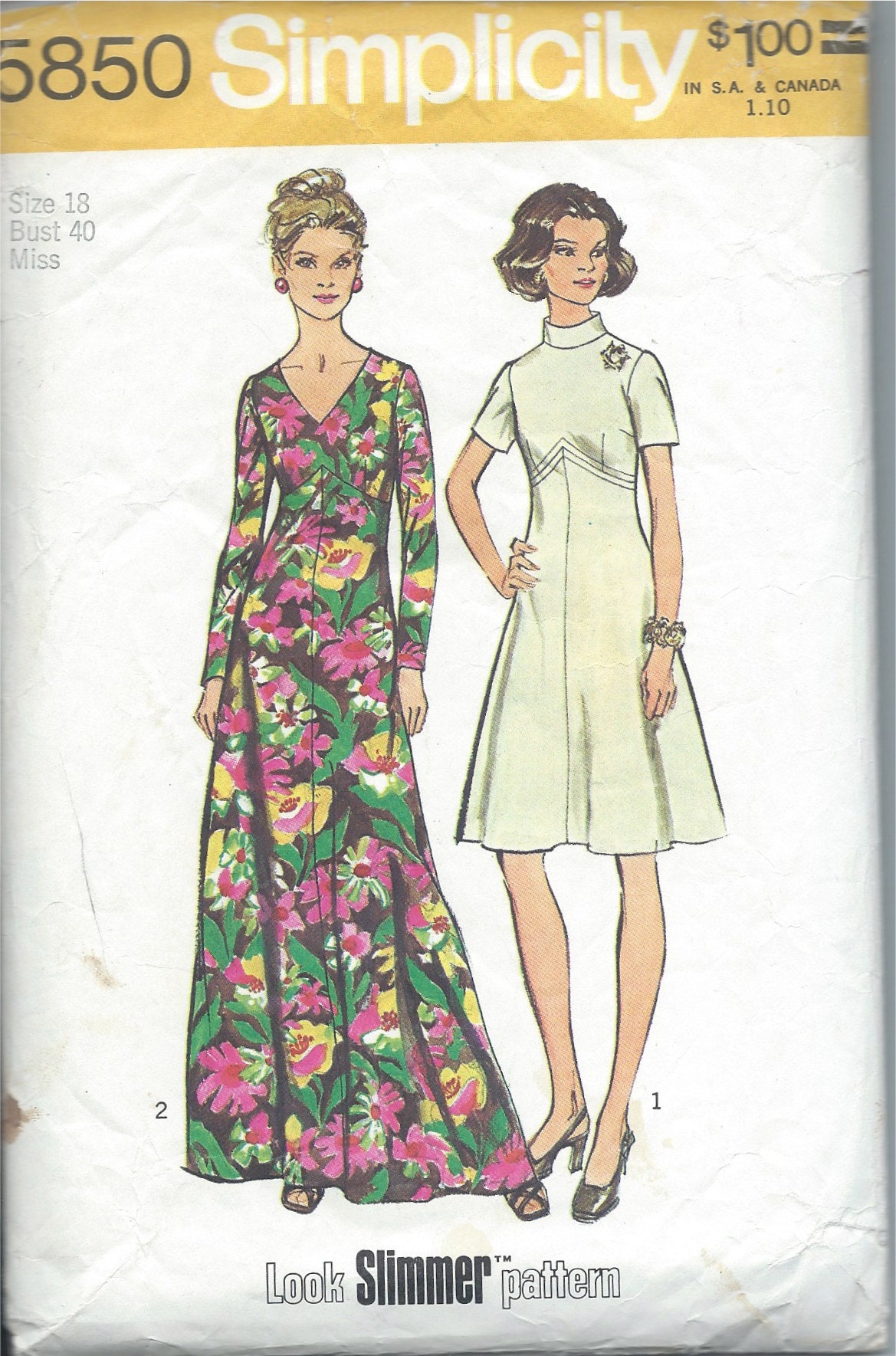 Simplicity Sewing Pattern No. 5850 - Hostess Maxi Dress with Long ...