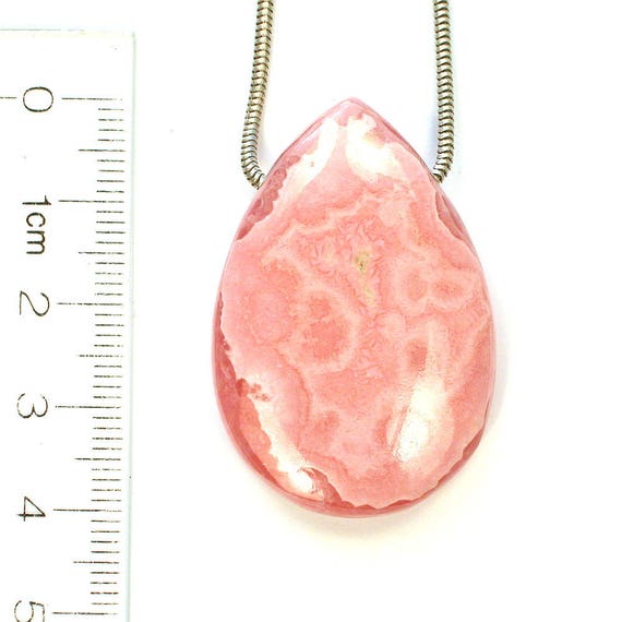 DVH Argentine Rhodochrosite Teardrop Focal Bead 40x27x9 (8461)