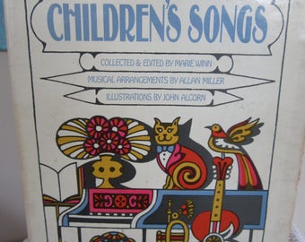 Vintage Book The Fireside Book of Children's Songs 1966 Mod Graphics