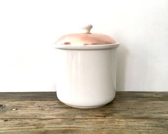 Copper and White Ceramic Cookie Jar Canister