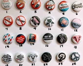 Feminist anti trump Pick-a-mix pin set of 10