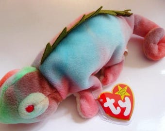 TY Beanie Baby Iggy the iguana | Retired | DOB 8. 12. 97 | mint tags with errors | mint condition | vintage toy lizard