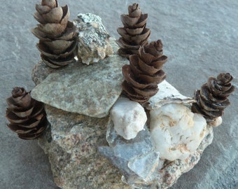 Garden Rock Art, Miniature Sculptures, Zen Rock Sculpture, Mother Nature Creation, Zen Decor, Rock Garden