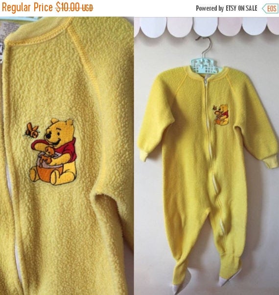 50% off KIDS SALE vintage toddler pjs - POOH footed pajamas / 5T