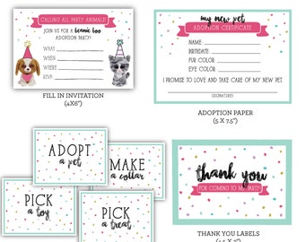 Pet Adoption - Beanie Boo Printable Party Pack! Instant Download