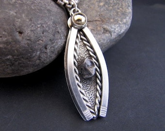 Meteorite Magnet Love Machine Sterling Silver Hand Made One of a Kind Pendant