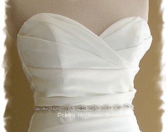 Thin Bridal Belt, 26 Inch Wedding Dress Sash, Rhinestone Crystal Belt, Jeweled Wedding Belt, Rhinestone Sash, Bridesmaid Belt, No. 4070S-26