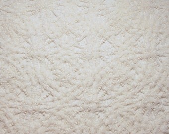 Cream Vintage Chenille Fabric | Plush Winter White or Cream Starbursts & Pearls Vintage Chenille Bedspread Fabric Piece - 24 x 18 Inches