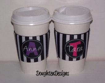 Personalized Coffee Sleeve, Coffee Cup Sleeve, Reusable Neoprene Beverage Holder, Monogram Coffee Sleeve, Reusable Cup Insulator