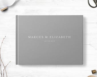 Gray wedding guest book, Landscape or Portrait, Wedding guest book, Various colors