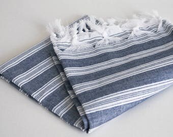 NEW / SALE 70 OFF/ Turkish Beach Towel Peshtemal / Navy Blue / Wedding Gift, Spa, Swim, Pool Towels and Pareo