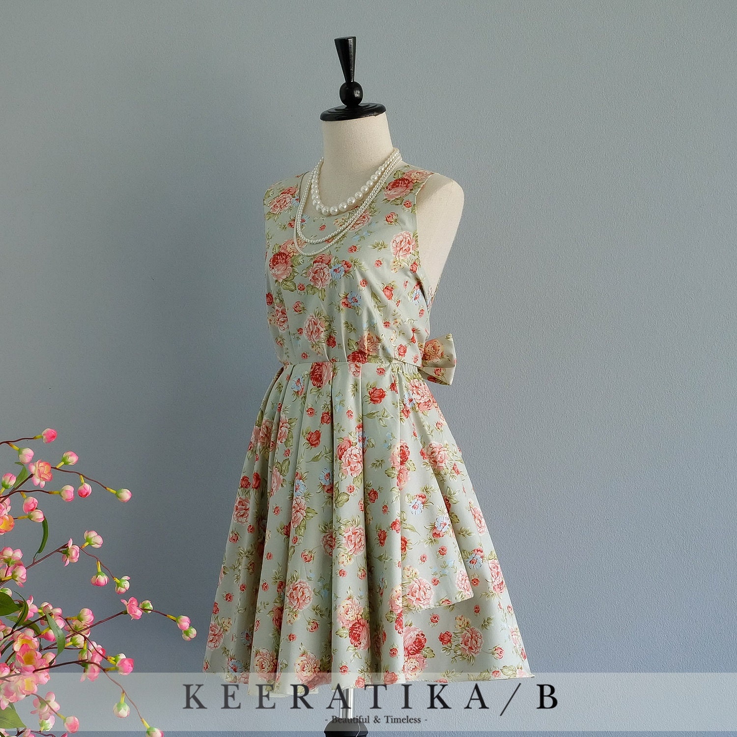 SALE Floral dress floral party dress backless dress floral tea