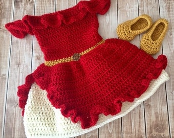 Elena of Avalor Inspired Costume/Crochet Princess Elena Dress/Elena of Avalor/Princess Photo Prop Newborn to 18 Months- MADE TO ORDER