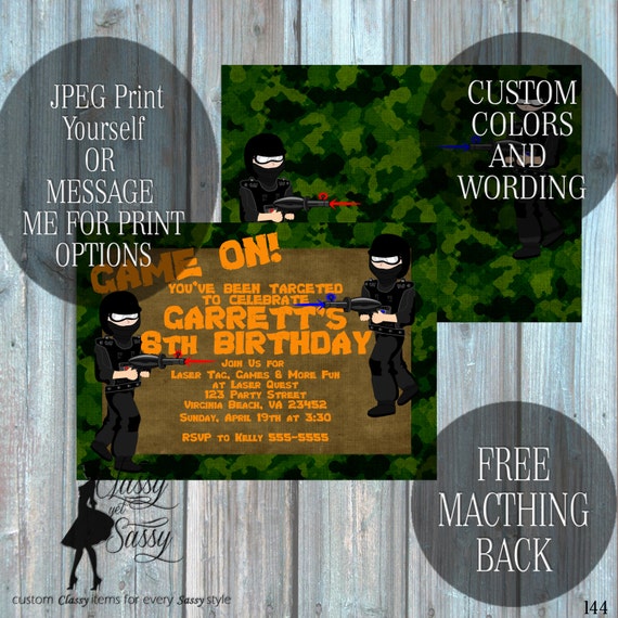 Laser Tag Birthday Party Inviation, Laser TagParty Invitation, Lazor Tag Party Inviation, Kids Birthday invite 144