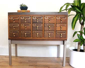 File Away... Vintage Library Card Catalog, Library File, Card Catalogue, Card File, Dewey Decimal