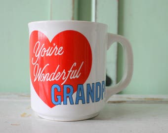 Vintage GRANDPA Mug....heart. kitsch. retro housewares. gift. drink. coffee. tea. kitchen. you are wonderful. gift for him. ceramic mug.