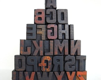 A to Z - Vintage Letterpress Wood Type Collection - 1 inch high - LP81