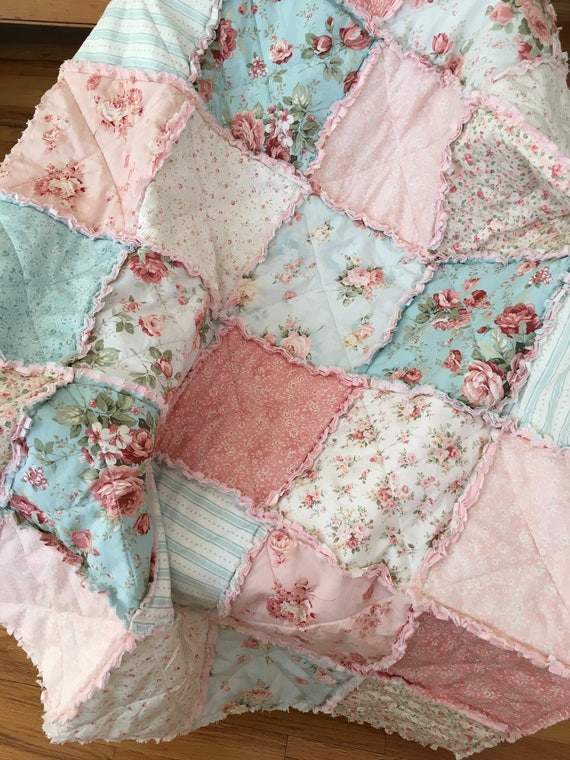 Crib Quilt Rag Quilt Baby Girl Crib Bedding Shabby Chic