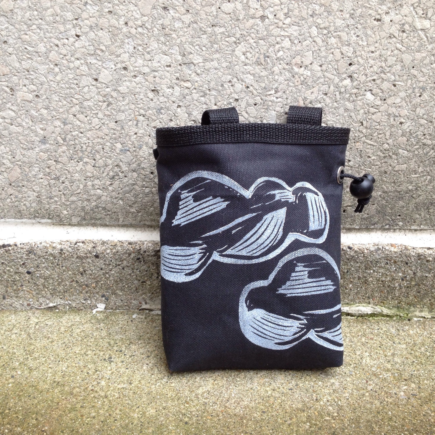 chalk bag chalkbag chalkbags chalk bags clouds linoprint