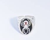 Vintage 1980's Native American Style Southwestern Stone Spider Inlay Men's Ring