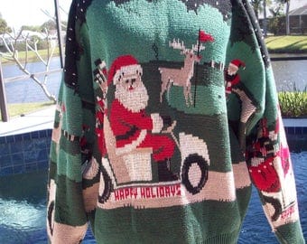 Santa is coming to the Golf Course, Ugly Christmas Sweater, XL by Crossings