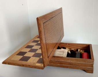 Lifted wooden fold chess set