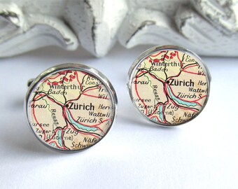 Custom Map Cufflinks, Personalized Cuff Links, Gift For Him