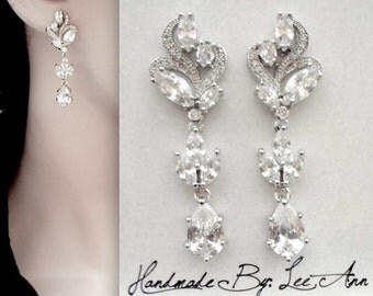 Crystal bridal earrings ~ Marquise cut ~ Brides earrings ~ Wedding earrings ~ Bridal jewelry ~ High quality ~Cubic zirconia ~ Lux ~ LILLY