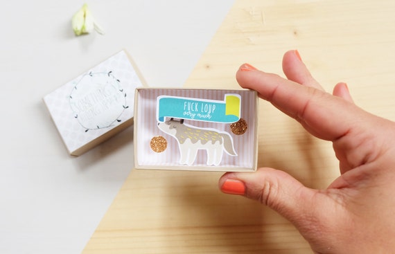 Fuck loup small message box / Miniature Art / Diorama / 3d Art / Decorative Matchbox / Miniature paper diorama / Love