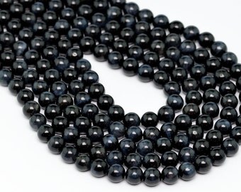 6MM Blue Tiger Eye Natural Gemstone Round Shape Full Strand Loose Beads 15.5" BULK LOT (100217-276)