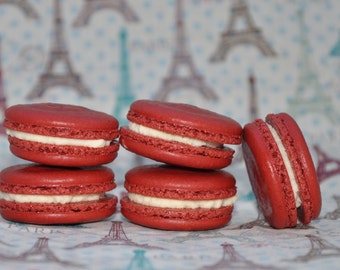 French Macarons Red Velvet Almond Cookies Edible Cookie Gift !