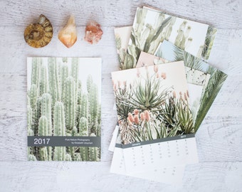 Cactus Calendar, 2017 Calendar, 4x6 Desk Calendar, Loose Leaf Calendar 5x7, Desert Photography Calendar, Succulent Calendar, Palm Art