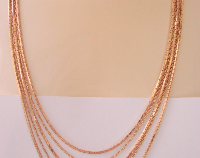 Vintage Crown Trifari Goldtone Multi Chain Statement Runway Necklace Designer Signed Jewelry Jewellery