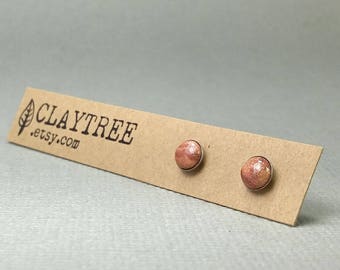 COPPER Stud Earrings - Polymer Clay Studs - Hypoallergenic Post Earrings - Surgical Steel - Tiny Dot Earrings -Minimalist- 4mm 5mm 6mm -Gift